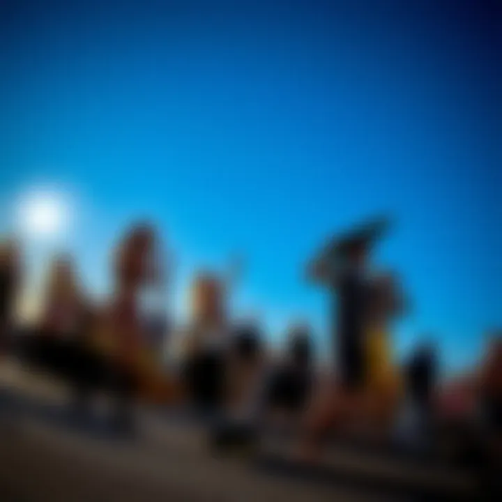 Celebrating Longboarding Culture A vibrant gathering of longboard enthusiasts celebrating culture