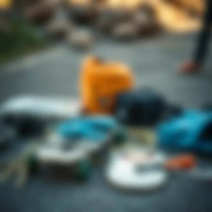 Sustainable Gear for Dance Longboarding Eco-friendly longboarding gear laid out for use