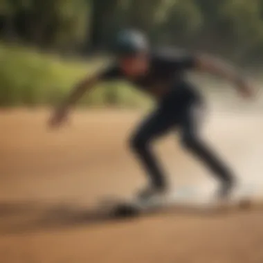 Longboard rider performing a graceful carve