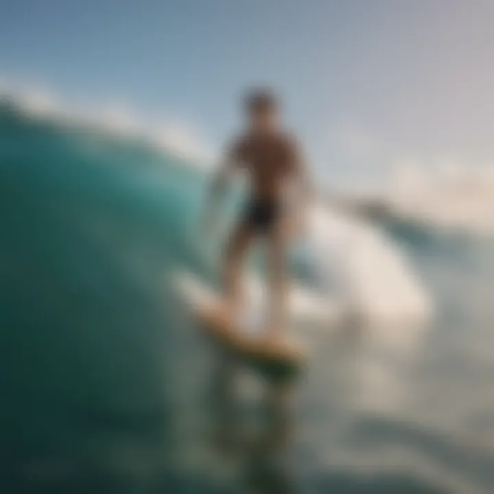 A vibrant surf culture scene with a community gathering at the beach.