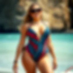 Bikini designed for surfing with vibrant colors and patterns