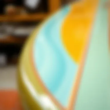 Innovative Surfboard Materials Close-up view of modern surfboard materials highlighting advanced construction techniques.