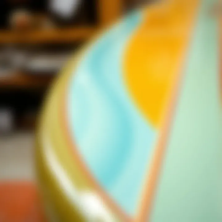 Innovative Surfboard Materials Close-up view of modern surfboard materials highlighting advanced construction techniques.