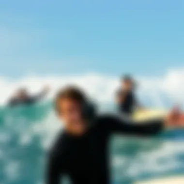 Action Shot of Surfers Capturing the Moment Action shot of surfers with cameras