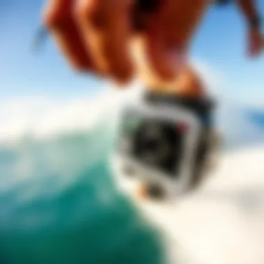 Compact Surfing Camera in Action Compact surfing camera capturing waves