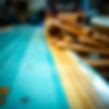 Skimboard Construction Materials Close-up of skimboard construction materials