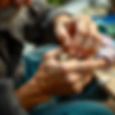 Artisan Crafting Surfer Bracelets Close-up of a skilled artisan crafting a surfer bracelet with natural materials