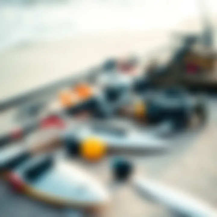 Surf Fishing Gear on the Beach Surf fishing gear laid out on a sandy beach