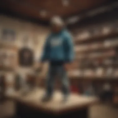 The Evolution of Skate Clothing Vintage skate clothing display that showcases the evolution of style