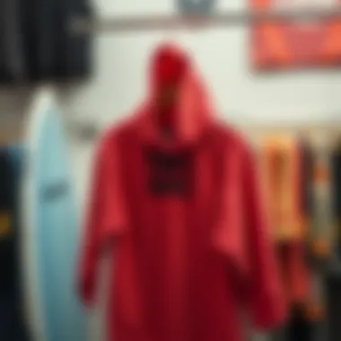 Stylish towel hoodie design displayed on a hanger