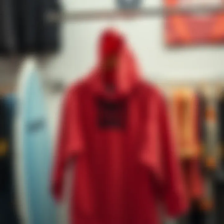 Stylish towel hoodie design displayed on a hanger