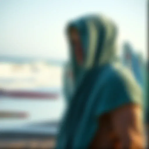 Towel hoodie on a beach with surfboards in the background