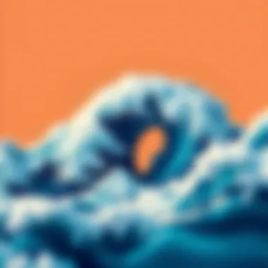 Hokusai's dynamic wave composition in vibrant colors