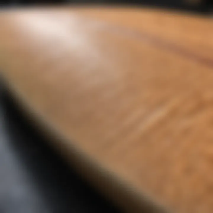 Close-up of eco-friendly materials used in surfboard manufacturing, highlighting textures and sustainability.