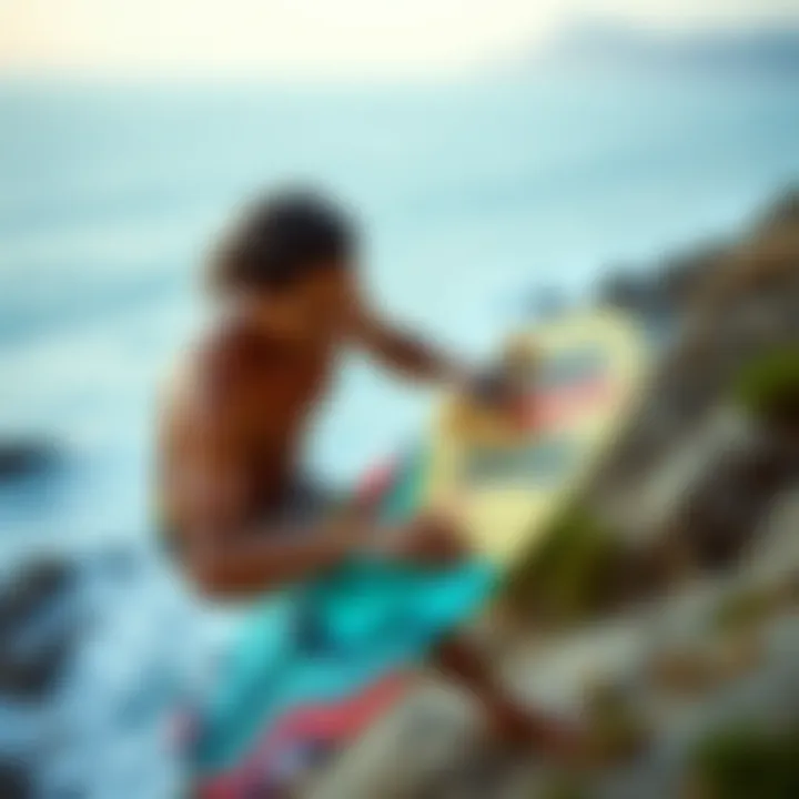 Personalized Artwork on Longboarding A longboard rider showcasing personalized artwork