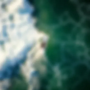 Aerial View of Surfing Maneuvers An aerial view of a surfer performing maneuvers on the waves