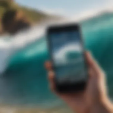 Close-up of the Live Wave app showcasing its user-friendly features for surfers