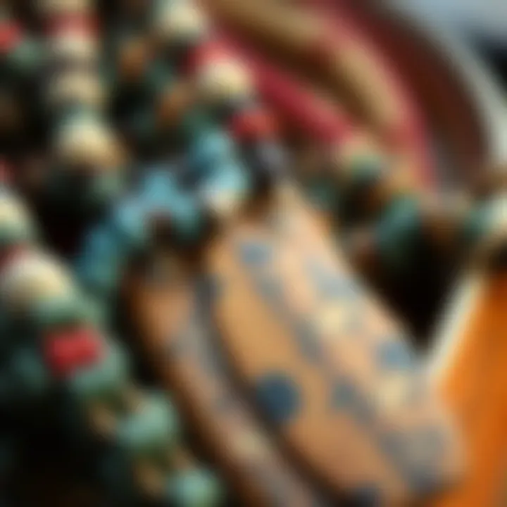 Detailed Texture of Surf Necklaces A close-up view of a surf necklace highlighting its texture and colors.