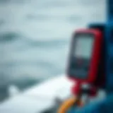 Close-up of a portable anemometer measuring wind speed