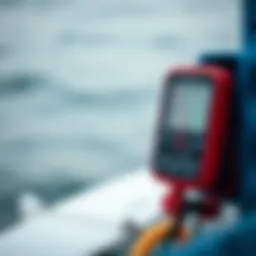 Close-up of a portable anemometer measuring wind speed