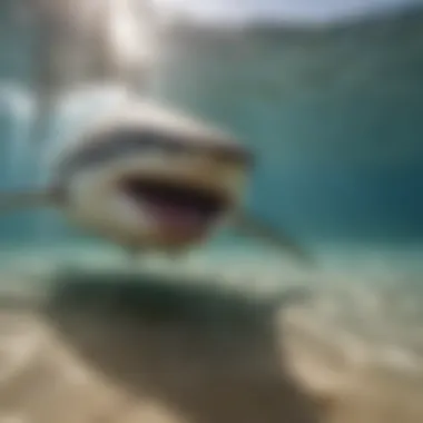 White Shark Hunting Techniques Underwater view of white shark hunting its prey