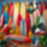 A vibrant array of surf toys showcasing different styles and colors