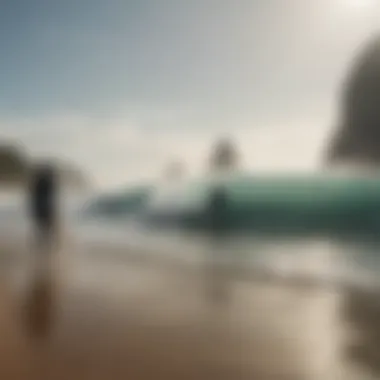 A group of surfers engaging in a beach clean-up initiative