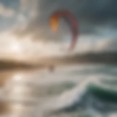 Ideal Wind Conditions for Training Kites Wind conditions ideal for training kites depicted on a coastal landscape