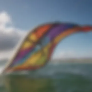 Close-up view of training kite features and stitching