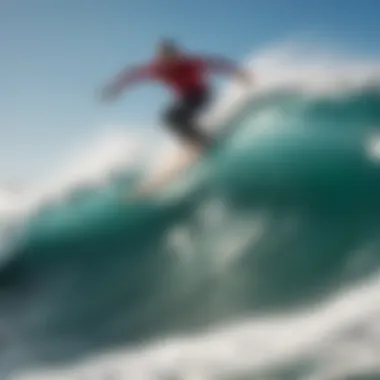 A vibrant wave showcasing the thrill of kneeboard surfing.