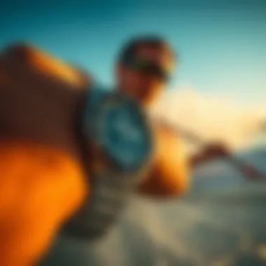 Person enjoying water sports while wearing a Shark watch