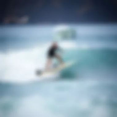 A surfer riding the Thursosurf Waterwalker on a wave