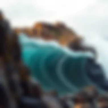 Geological Marvels of Tourmaline Surfline Illustration of Tourmaline's geological features, depicting the unique rock formations and marine life.