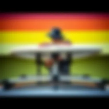 Securing Surfboard on Trax Rack User securing surfboard on the rack