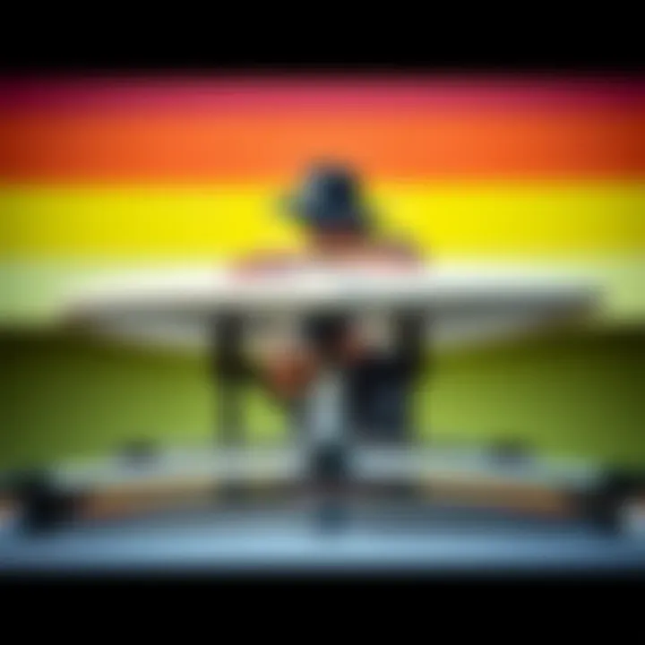 Securing Surfboard on Trax Rack User securing surfboard on the rack