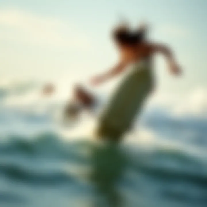 Surf Culture and Wind Conditions An open ocean scene with surfers riding waves influenced by wind conditions.