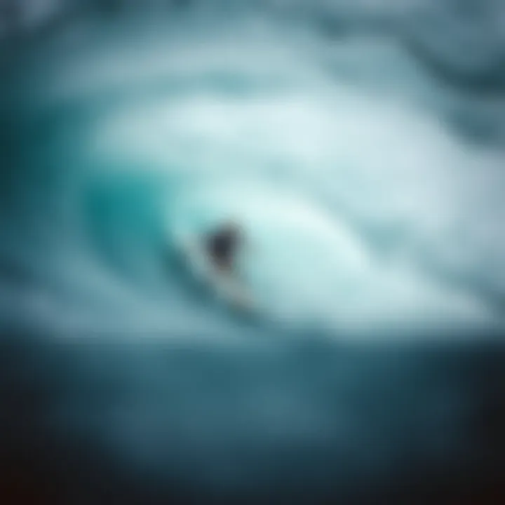 A surfer skillfully riding a barreling wave