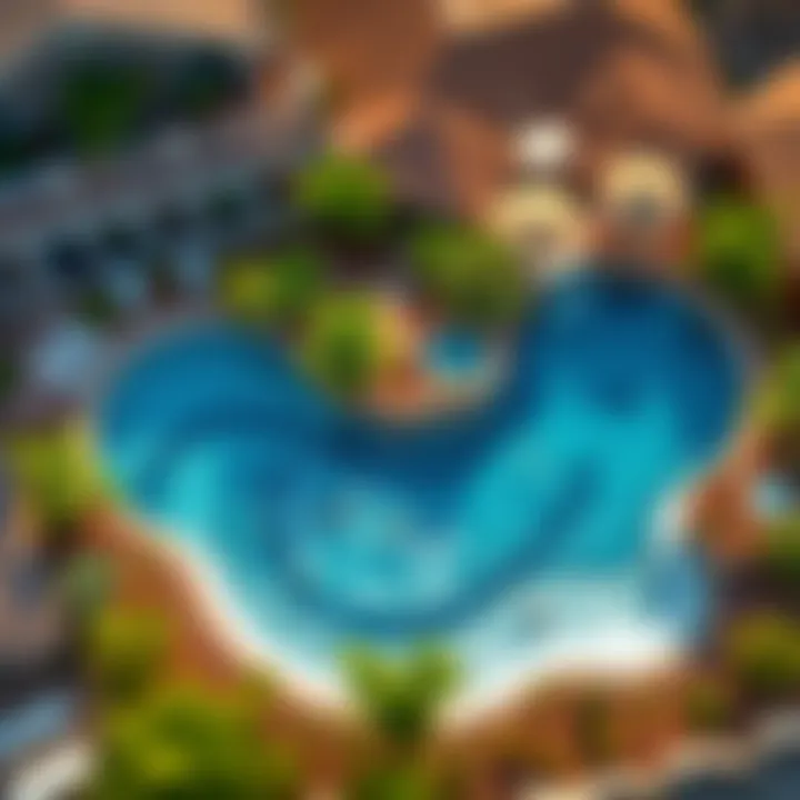 Aerial View of a Backyard Wave Pool An aerial view of a backyard wave pool with landscaping
