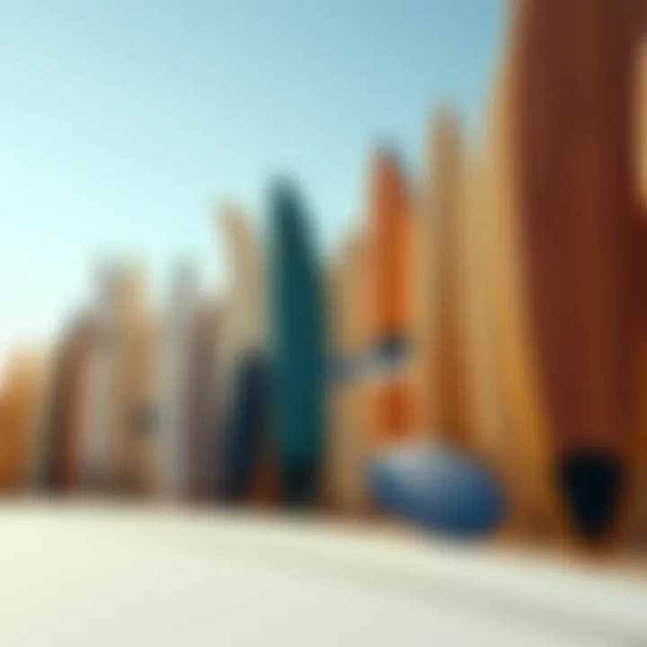 A variety of surfboards showcasing different shapes and sizes