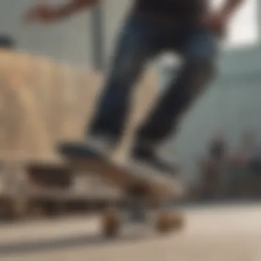 Skateboarder performing tricks with a focus on body mechanics