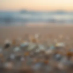 Close-up of microplastics on a sandy beach