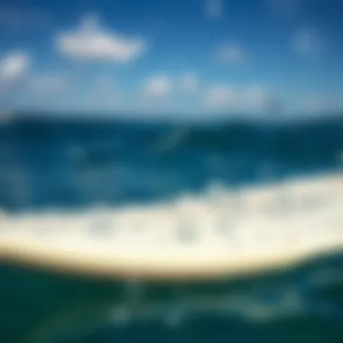 Surf Culture and Microplastics Surfboard with microplastics in the ocean