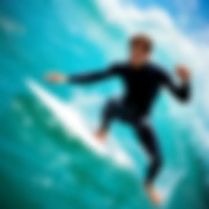 Wetsuit in water with surfer demonstrating flexibility and performance