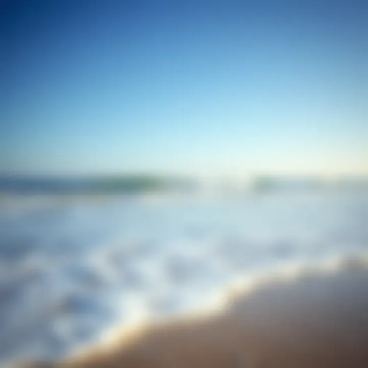 Calm Waters vs. Riptide Conditions A serene beach scene indicating calm waters contrasted with riptide conditions