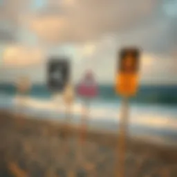 Visual representation of riptide warning signs on a beach