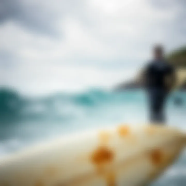 Surfer Assessing Local Conditions Surfer checking local conditions before hitting the waves