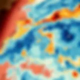 Detailed map showcasing sea temperature variations across surf regions