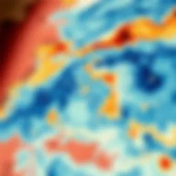 Detailed map showcasing sea temperature variations across surf regions