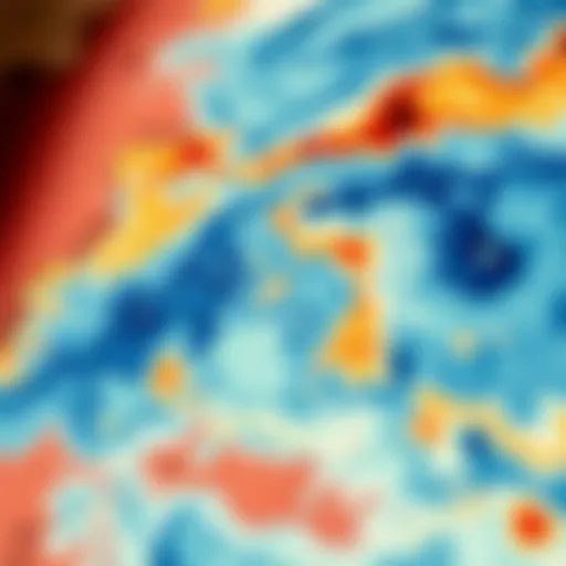 Sea Temperature Variations Map Detailed map showcasing sea temperature variations across surf regions