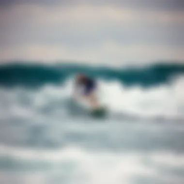 Surfer Riding the Wave A surfer riding a powerful wave